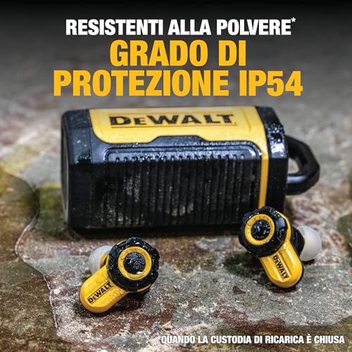 DEWALT - Jobsite Pro X2 ANC Fully Wireless Bluetooth Earbuds, Work Earbuds with Noise Reduction up to 38dB, Rotation Controls, 10 Hours Runtime (More than 40 with the