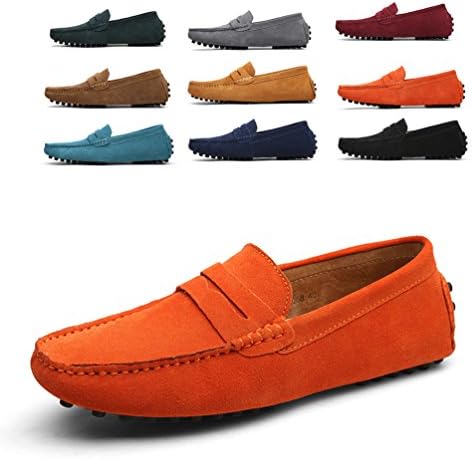 Sherry Love Men's Penny Loafers Driving Suede Shoes Slip On Flats Boat Shoes
