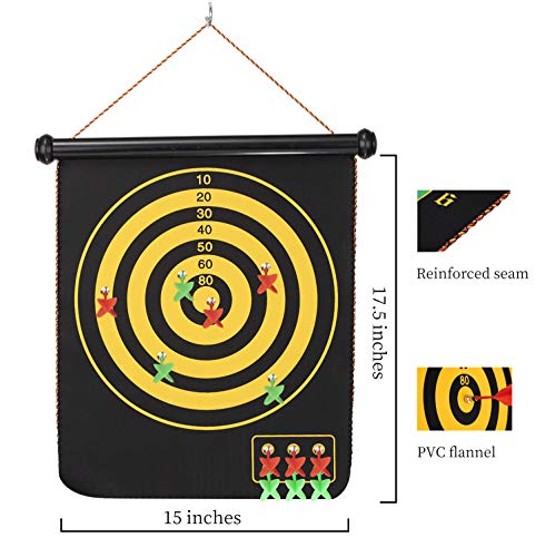 VENSEEN Magnetic Dart Board Games for Adults and Kids, Double-Sided Dartboard Set with 12 Safe Large Suction Darts. Suitable Indoor and Outdoor Games for Family Gatherings - Thumbnail 2