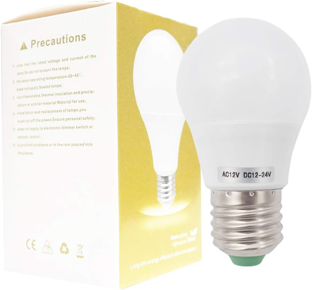 GLMING E27 3Watt 6-5730 SMD LED Ceramic Light Bulb 12V Low Voltage 30W Incandescent Lamp Replacement Home Lighting Warm White Pack of 2 - Image 4