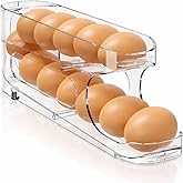 Sotfamily Egg Holder for Fridge, Auto Rolling Egg Storage Organizer for Refrigerator, Clear Space Saving Container, Dispenser