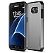 Trianium Galaxy S7 Edge Case [Protak Series] Dural Layer TPU Bumper + Hard Polycarbonate Back Plate Cover [Heavy Duty] + Shock Absorbing Protective Frame for Samsung Galaxy S7 Edge - Gunmetal Gray