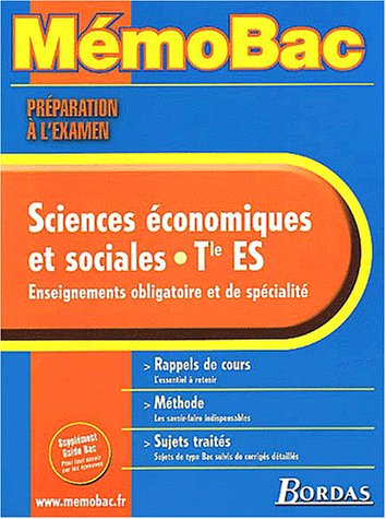 Sciences économiques et sociales,  Tle ES