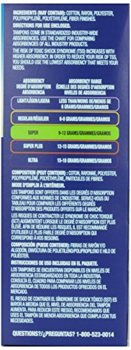 Tampax Pearl Plastic, Super Absorbency, Unscented Tampons, 18 Count