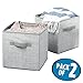mDesign Fabric Closet Storage Organizer Cube for Toys, Sweaters, Accessories - Pack of 2, Gray