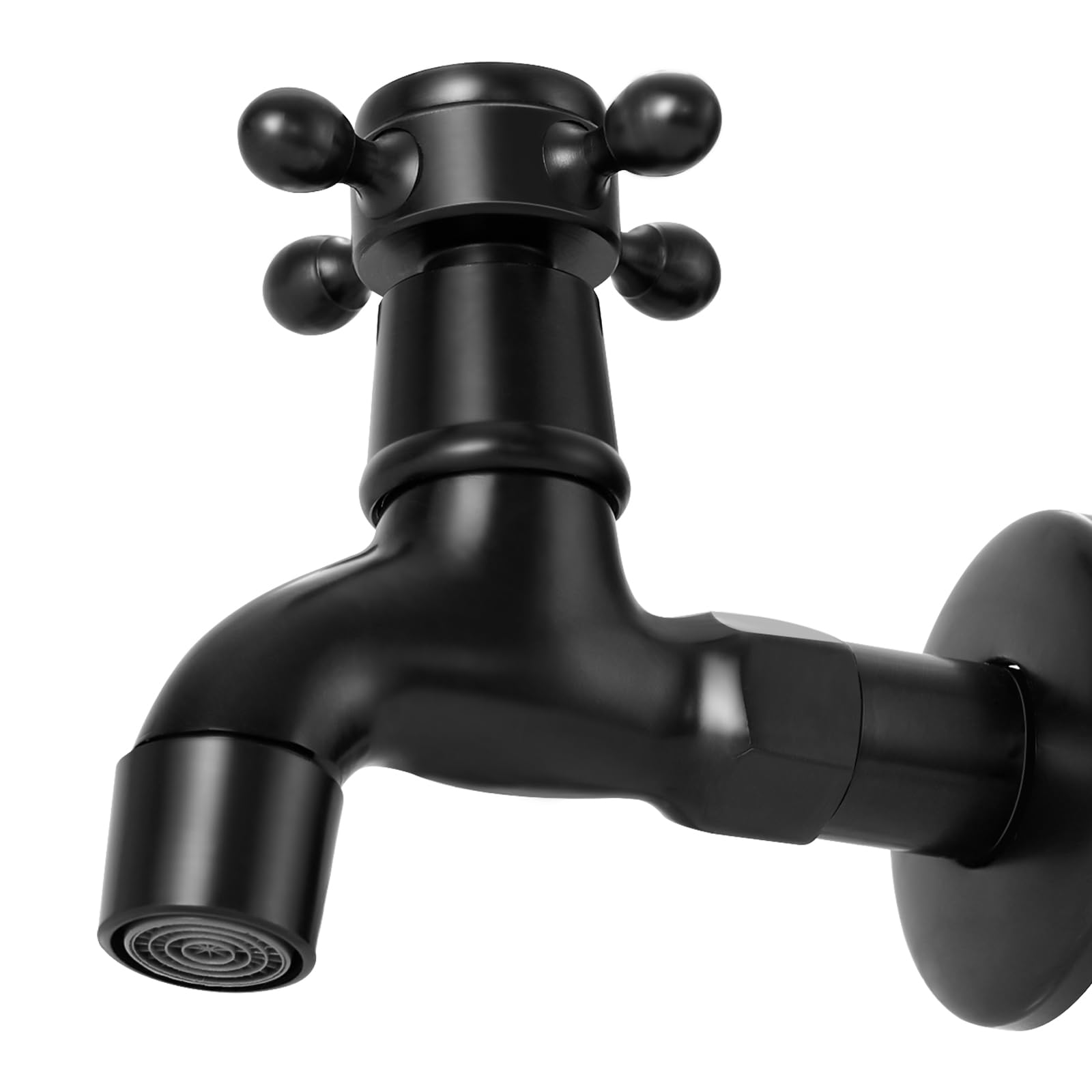 KUNGYO Vintage Cold Water Tap with Single Cross Handle G1/2 Interface - Wall Mounted Sink Tap for Bathroom Lavatory Garden(Black ORB)