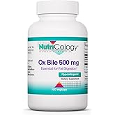 NutriCology Ox Bile 500 mg - Supports Fat Digestion - Delivers 500 mg Concentrated Bile Salts per Serving - Hypoallergenic & Vegetarian - 180 Servings - 180 Capsules