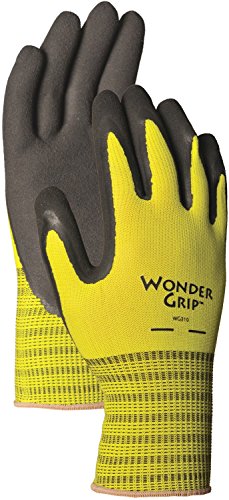 Wonder Grip WG310XL Extra Grip Seamless Knit Work Gloves, Double-Coated Black Latex Palm, Excellent Wet or Dry Grip, X-Large, Yellow