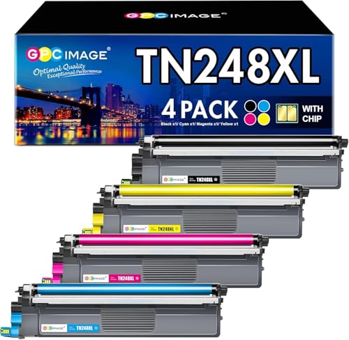 GPC Image TN248XL TN248 with Chips Compatible for Brother TN-248 TN248CMYK for MFC-L3760CDW L3740CDW DCP-L3560CDW L3520CDWE L3520CDW HL-L3240CDW L3220CW (1 Black, 1 Cyan, 1 Magenta, 1 Yellow )