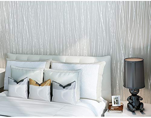 Bloss Wallpaper Modern Minimalist Luxury Gorgeous Wall Covering Paper Decoration Stripe Wall Paper for Home Hotel Office Metallic Silver Grey