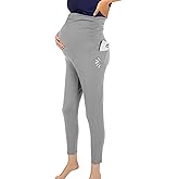 SUPPORTSMART Maternity Leggings with Pockets - Over The Belly Pregnancy Active Wear Workout