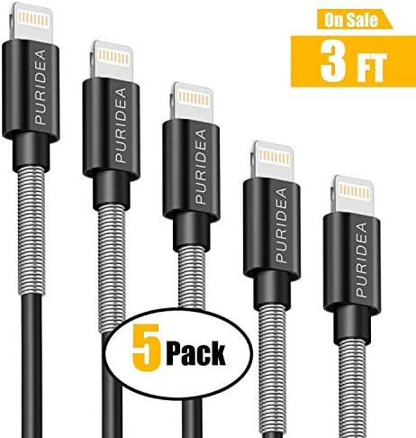 Carlcoo 5 Pack 1m Charging Cable Cord for Certified Charger Cable/Data Sync USB Fast Charging Cable Cord Compatible with iPhone X Case/XS Max/XR/8/8 Plus/7/7 Plus/6/6s Plus/5s/5, iPad Mini/Air Case