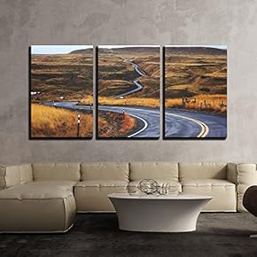 3 Piece Canvas Wall Art - Roads in Mountain Areas - Modern Home Art Stretched and Framed Ready to Hang - 16"x24"x3 Panels