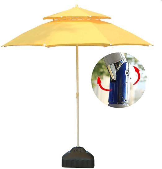 Amazon Com Ylln Parasols 7 5 230cm Garden Patio Table Umbrella With Push Button Tilt Perfect For Outdoor Beach Commercial Event Market Camping Pool Side Color Yellow Size 7 5 Ft 230cm Home Kitchen
