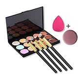 Creazy 15 color Concealer+1 x Sponge Puff+ 4x Makeup Brush+ 1x Face Puff