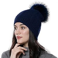 SOMALER Women Winter Hats Real Fur pom pom Beanie Knitted Fashion Cap 7 Colors