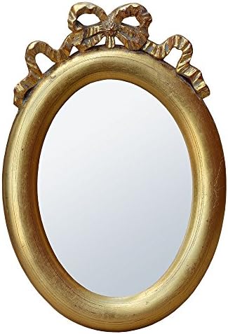 Rococo Ribbon Antique Style Gold Oval Decorative Table or Wall Mirror