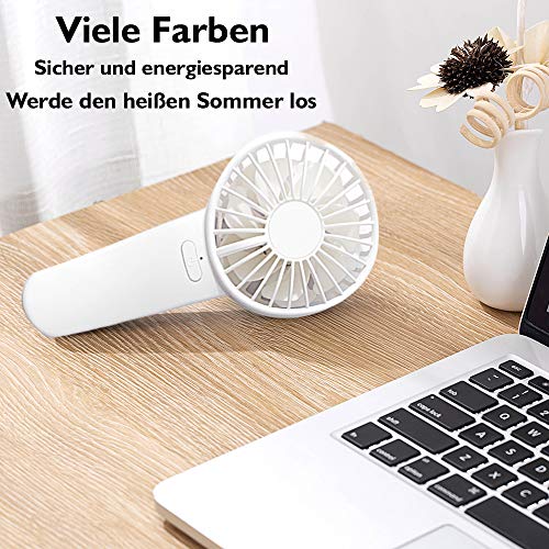 Reente USB Ventilator, Double Blades und Double motor lüfter mit 4 modus, Mini USB Leise Ventilator mit 2000mAh Akku, Tragbarer USB-Lüfter für Zuhause, Büro und Raum