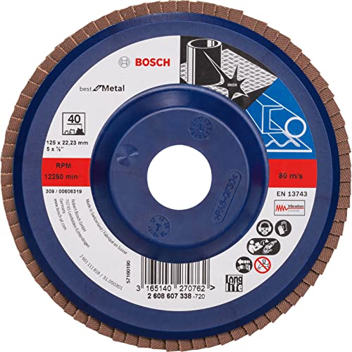Bosch Faecherschleifscheibe X571 Best for Metal 125mm Korn 40, 1 Stk. (Packung mit 10)