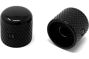 Vintage Forge Black Metal Dome Knobs for Fender Telecaster Guitar and Precision P-Bass (Set of 2) 1/4 Inch Solid Shaft DK50US-BLK