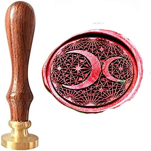 MNYR Vintage Moons Stars Earth Wax Seal Stamp Set, Round Copper Stamp, 25mm, 30mm, Wedding Invitations, Gift Wrapping