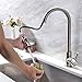 VAPSINT Modern Stainless Steel Single Handle Single Hole Brushed Nickel Pull Out Spray Kitchen Faucet, Pull Down Kitchen Sink Faucet