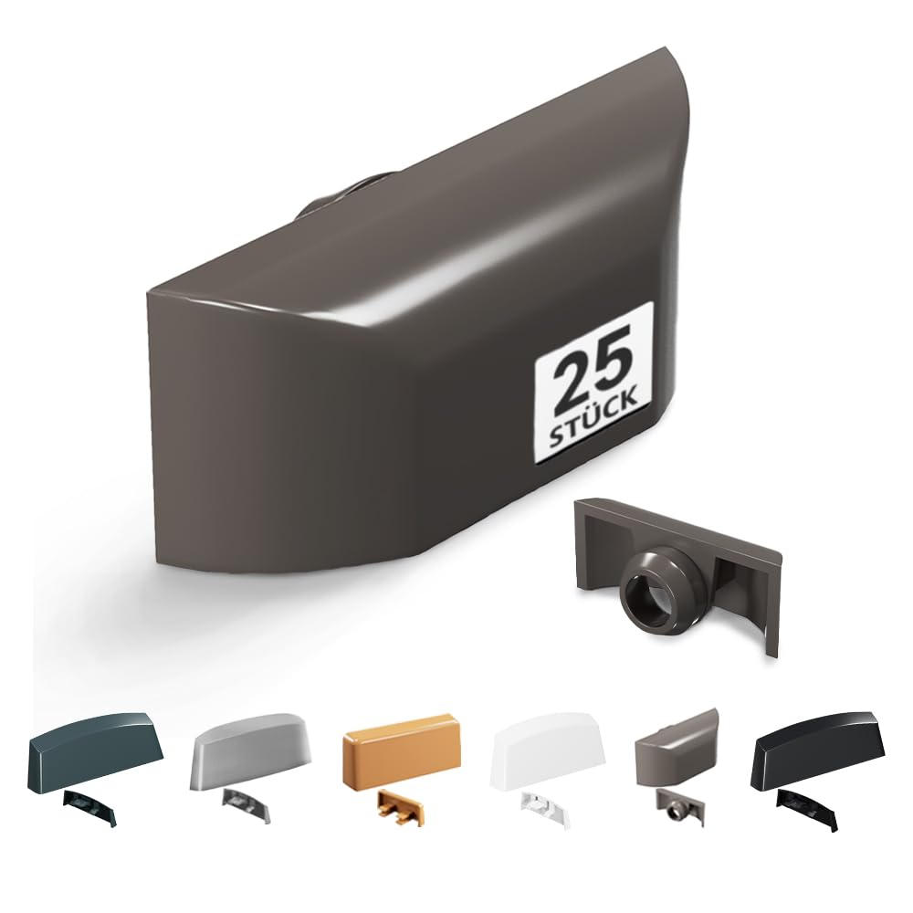 VOOXA Pack of 25 Window Water Slot Caps for 10 mm Holes (Grey Brown RAL 8019)