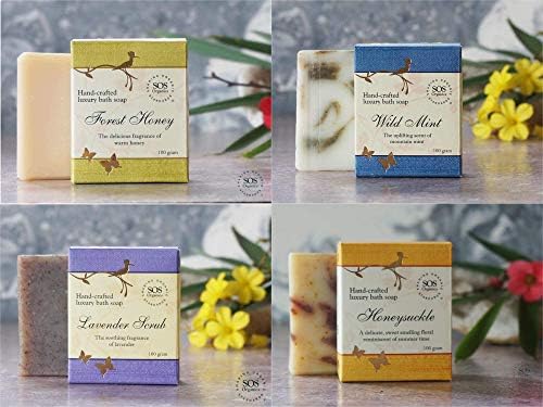 SOS Organics Assorted 100% Natural Handmade Bath Soap Gift Set (Pack of 4, 100 gm each)