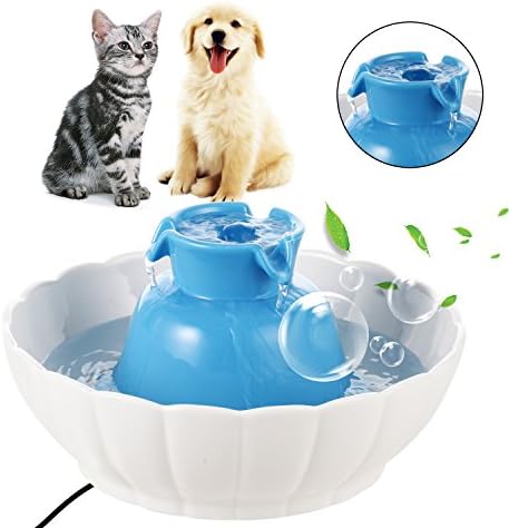 Currens Pets Ceramic Drinking Fountain Pet Feeder Automatic Cat Feeder Automatic water Fountain for Dogs Cats