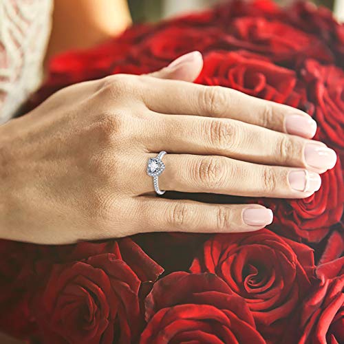 wSelio Silver Premium Heart Out Ring, Jewelry Accessories Gift Wedding Bands Engagement Ring for Women and Mother Simulated Diamond Ring Set Size 5-10