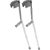 Medline Aluminum Forearm Crutches, Adult, Cuff Size 4", Pack of 2