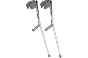 Medline Aluminum Forearm Crutches, Adult, Cuff Size 4", Pack of 2