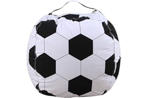 LMYOVE Stuffed Animal Storage Bean Bag Chair Cover for Kids, Organizing Plush Toys for Girls and Boys (26'', Football)
