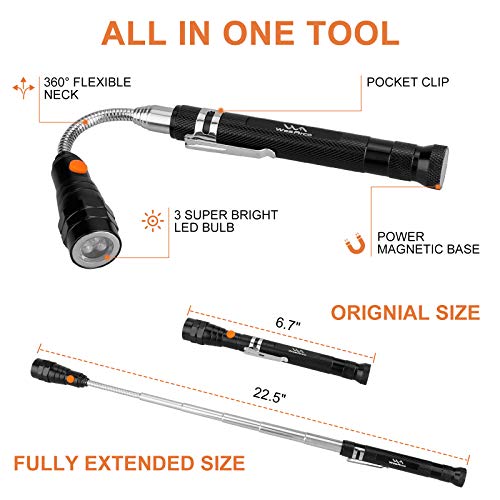 Weaarco Magnetic Pickup Tool with LED Bulb, Telescoping Pickup Gadget Tool, Gifts for Dad, Boyfriend, Husband, Handymen