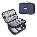 BUBM Electronic Organizer, Double Layer Travel Gadget Carry Bag for Cables, Plugs, Earphone, Flash Hard Drive and More-a Sleeve Pouch for iPad mini(Medium, Dark Blue)