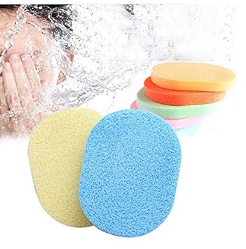 FOK Set Of 2Pcs Face Cleansing Sponge Puff Makeup Washing Pad Deep Cleansing & Exfoliating Facial Sponge - Assorted Color