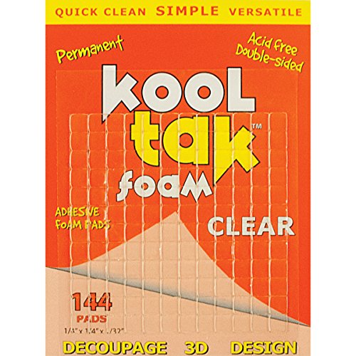 KOOL TAK Clear Foam Pads, 1/4-Inch by 1/4-Inch by 1/32-Inch 144 Pads
