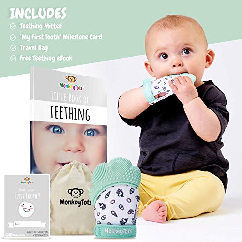 image for MonkeyTots Teething Mitten for Babies | Exceptional Quality Baby Teeth