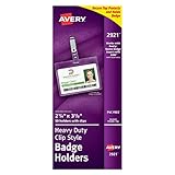 Avery AVE2921 Clear Heavy-Duty Clip Style Landscape Badge Holders, 2-1/4