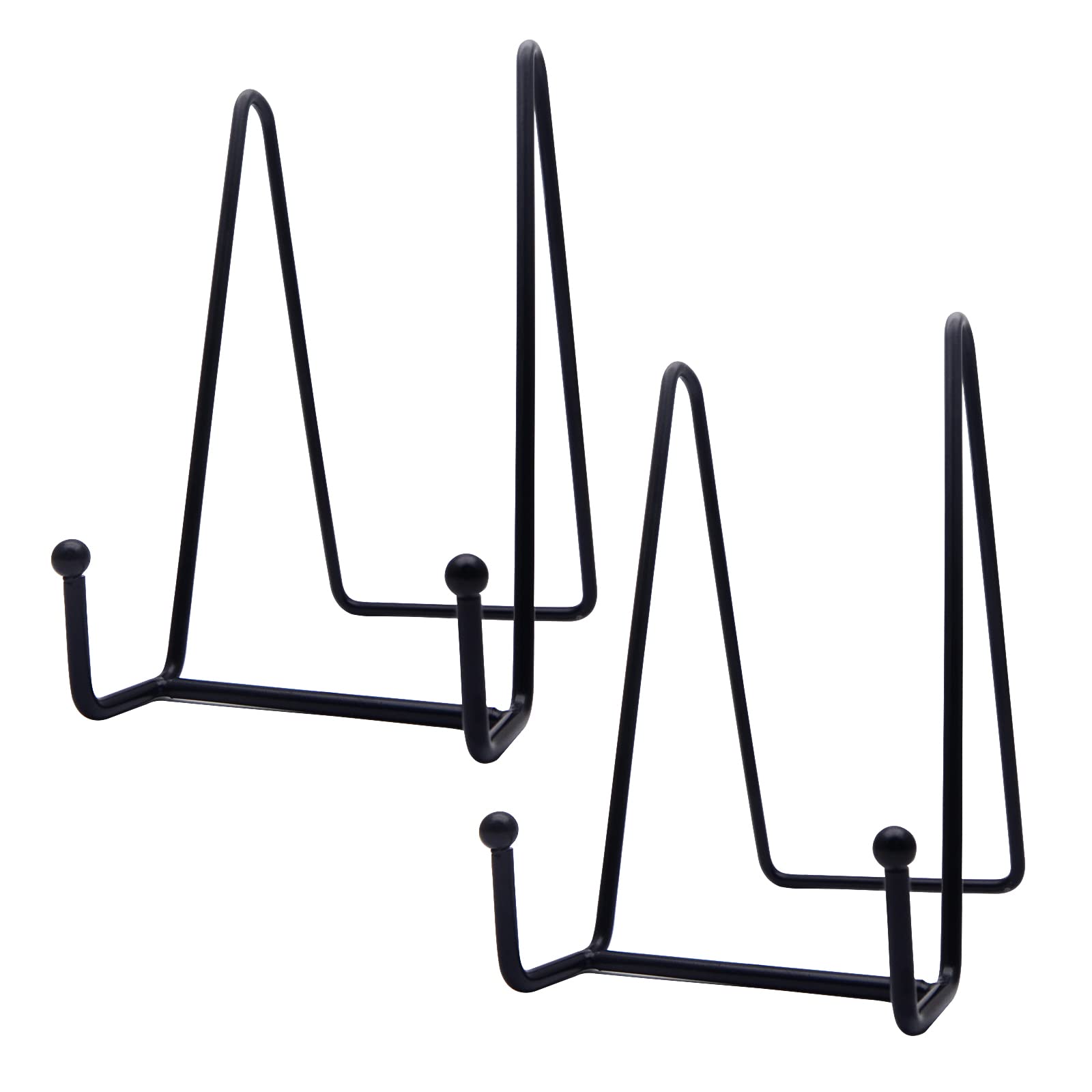 Funnytek 2PCS 6 Inch Plate Stands for Display - Metal Frame Holders for Photos, Pictures, Decorative Plates, Dishes and Tabletop Art, Black