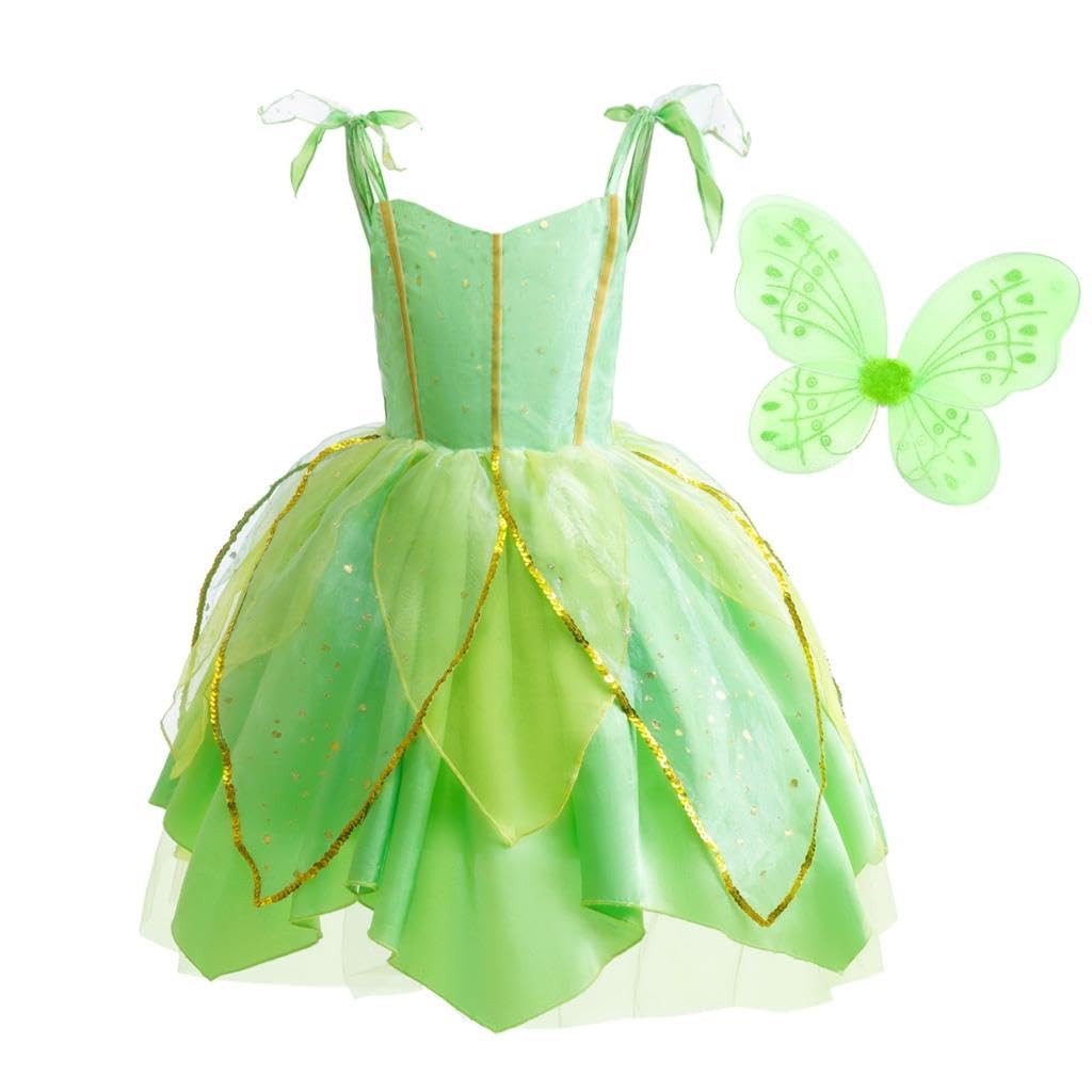 Lito Angels Tinkerbell Green Fairy Fancy Dress Up Costume Party Outfit with Wings for Kids Girls Age 2-3 Years (Tag Number 90) — image 1