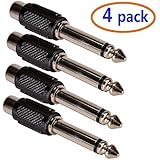 WOVTE RCA Stereo Jack to 6.35mm Mono Plug TS Adaptor Pack of 4