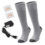 YIZRIO Heated Socks,2200MAH Electric Rechargeable Battery Socks for Men&Wome,Winter Warm Cotton Crew Socks for Outdoor Fishing Hiking Hunting