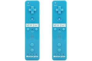Wii remote motion plus controller (2 Packs) for Nintendo Wii&Wii U Video Game Gamepads. (Blue)