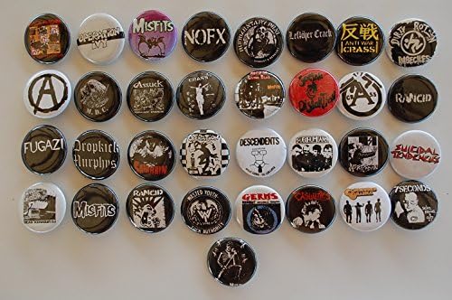 Punk Rock Buttons Pins 1.25" Classic 80's 90's Punk Lot Of 33 (LB6)