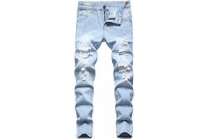 HENGAO Boy's Distressed Ripped Skinny Jeans