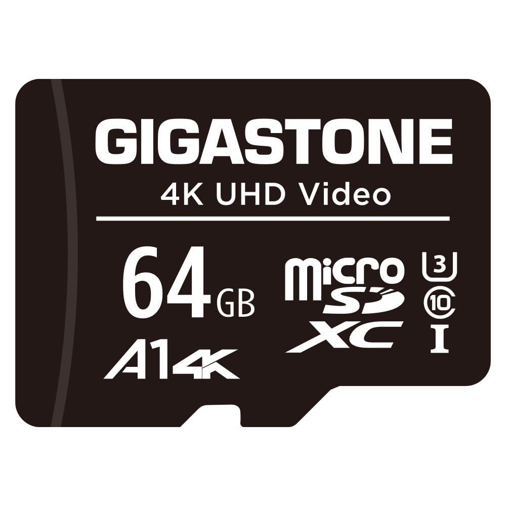GIGASTONE 64GB Micro SD Card, 4K UHD Video, Surveillance Security Cam Action Camera Drone Professional, 90MB/s Micro SDXC UHS-I A1 Class 10, with Adapter