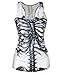 Voglee Fashion Women White Skeleton Printed Sleeveless T Shirt Vest Slim Tank Tops
