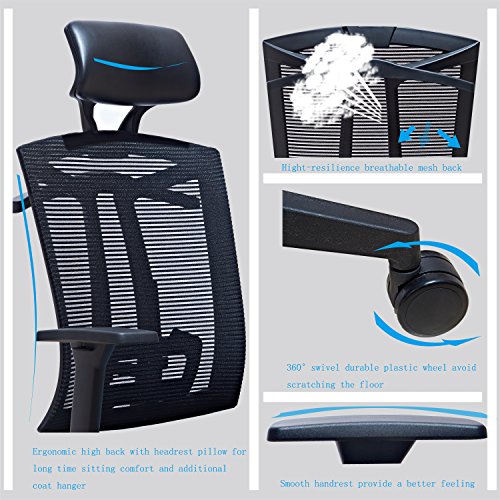 LSCING Ergonomics High Back Breathable Mesh Office Chair with Coat