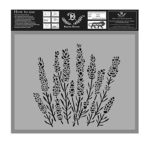 Kayra Decor Reusable Lavender Painting Stencils for Art and Craft,Walls,Floor,Tiles,Furniture,Painting Canvas Art,T-Shirt, Cookie & Cake Decoration,Drawing Stencils for Kids, 6″x 6″ (Pack of 1)
